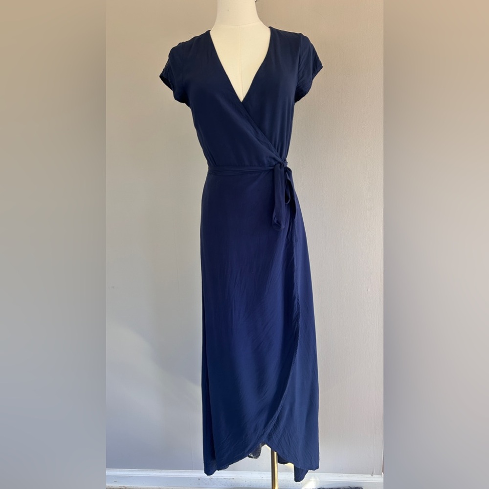L*SPACE Goa Wrap Maxi Dress Midnight Blue Euro Summer Coastal Boho Resort Size S - Picture 3 of 14